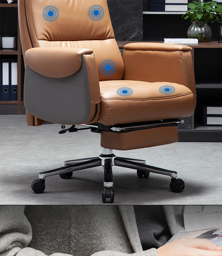 HRZ- Big and Tall Executive Office Chair with Wood Accents Adjustable High Back Ergonomic Lumbar Support, Bonded Leather