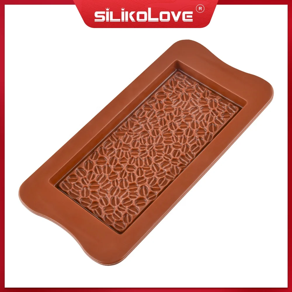 New design rectangle cover coffee bean shape chocolate mold kitchen easy DIY candy baking accessories