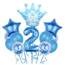 Crown digital balloon set aluminum film balloon children's birthday arrangement first birthday theme decorations