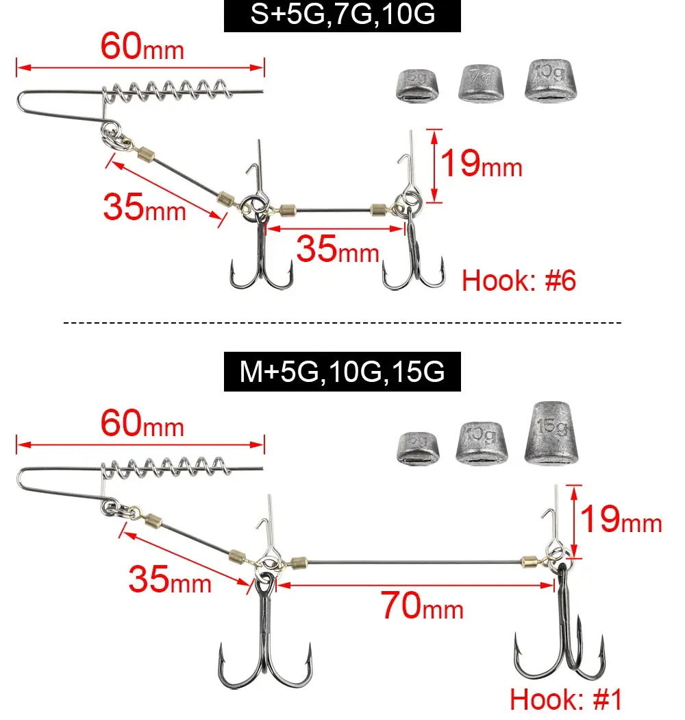 Spinpoler Stinger Rig Fishing Hook With Lead Sinker Weight 5g 7g 10g