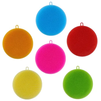 Round Silicone Dishwashing Brush Reusable Pot And Dish Cleaning Brush Fruits And Vegetables Cleaning Brush