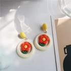 Earrings Vintage Round White Resin Earrings Sweet Flower Earrings Earrings