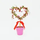 Pink Decoration New Twig Wrapped Colored Berries And Pink Pot Heart Shaped Topiary Valentines Wedding Decoration
