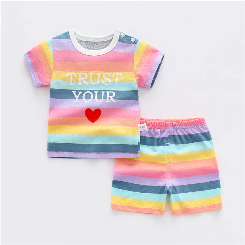 manufacturer ODM/OEM Baby Short Sleeve Set Cotton Baby T-Shirt Clothing 2 Piece Baby Shorts Set Wholesale