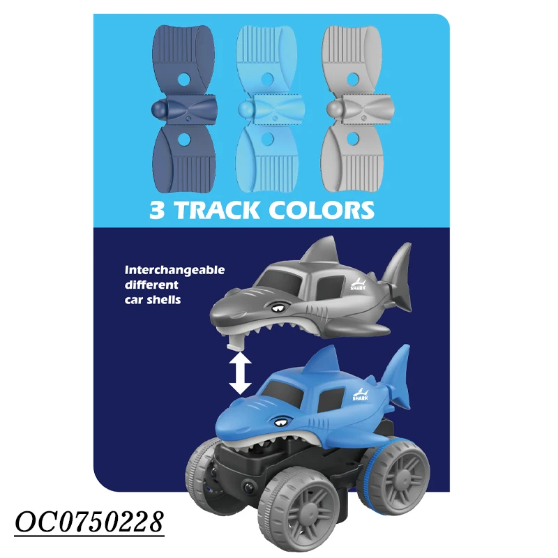 46PCS Electric shark slot car racing electric rail car track set toy for kids