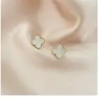 Earrings The Most Popular 925 Sliver 4 Leaf Clover Flower Stud Earrings