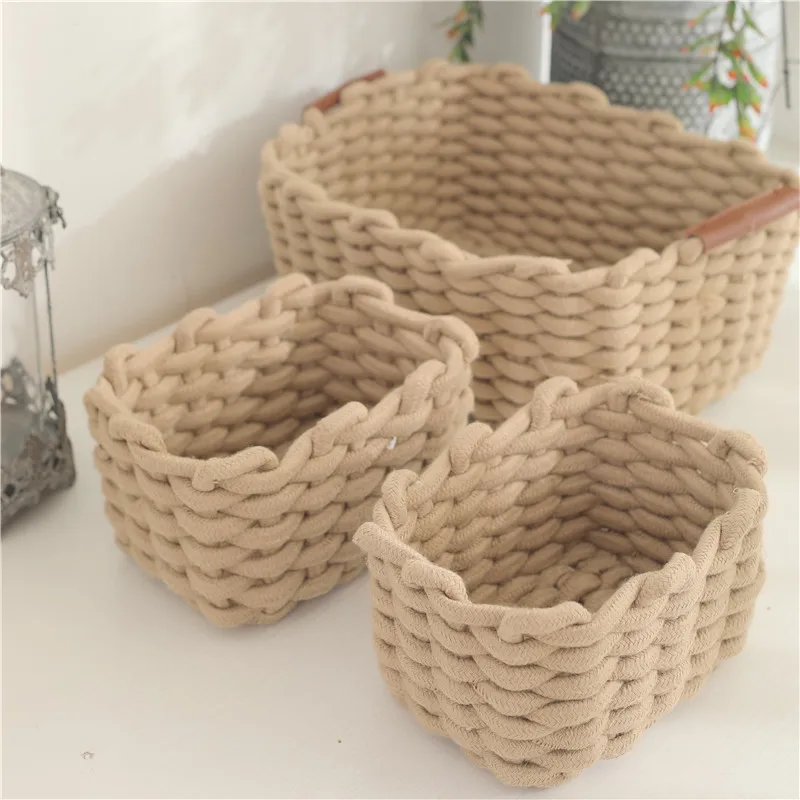 New Cotton Rope Woven Storage Basket Cosmetic Toy Storage Box Small Cotton Rope Basket For Storage