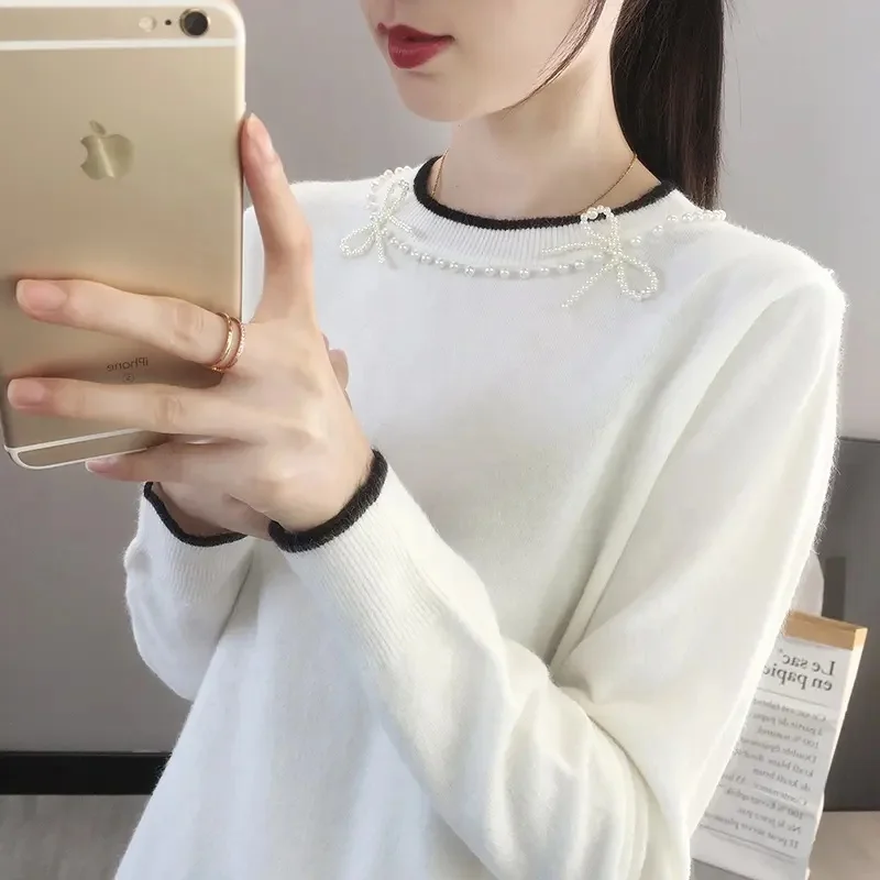 Women Knitted Sweater Manufacturer Design Sweater For Women O Neck Solid Custom Knitted Sweater Women