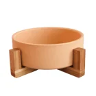 Dog Bowl Bowls Wholesale Custom Matted Elevated Dog Bowl Non Slip Ceramic Pet Bowl With Wooden Stand