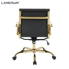Chair Black PU Leather Executive Chair Furniture Golden Chromed Metal Frame Swivel Office Chair With Low Back