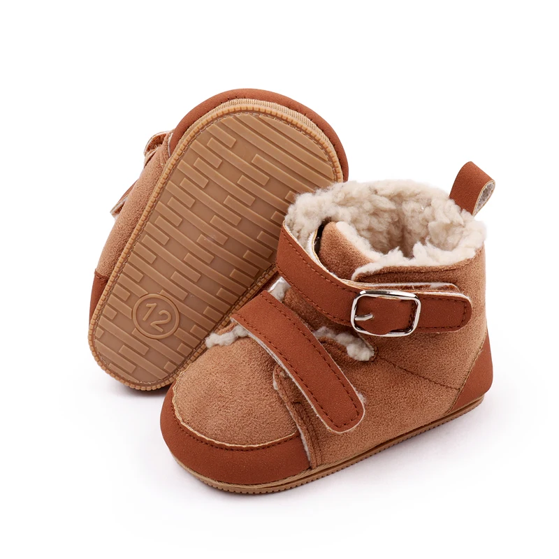 Double Inline Winter Warm Baby Chunky Plush Underlining Warm Toddler Cotton Boots manufacture