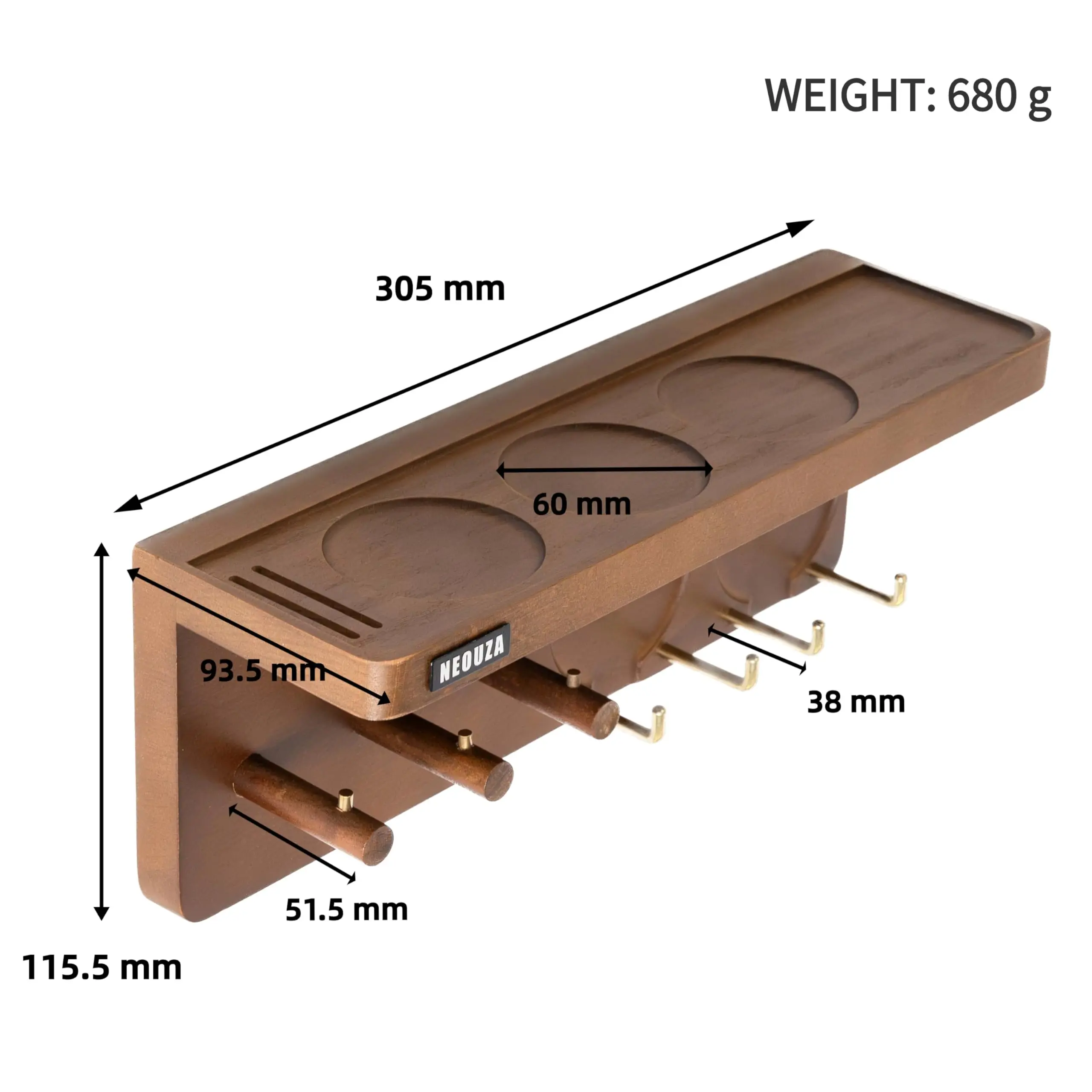 product custom wooden espresso station organizer espresso accessories rack stand wall mounted storage rack coffee bar holder-3