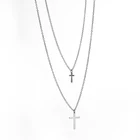 Jewelry Fashion Sliver Multiple Layers Cross Necklaces Flower Coin Charm Chokers Necklace Boho Collares Female Party Jewelry