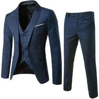 Fast delivery low MOQ 3 pieces TR solid formal cheap men wedding suits party male suits wedding men's suits
