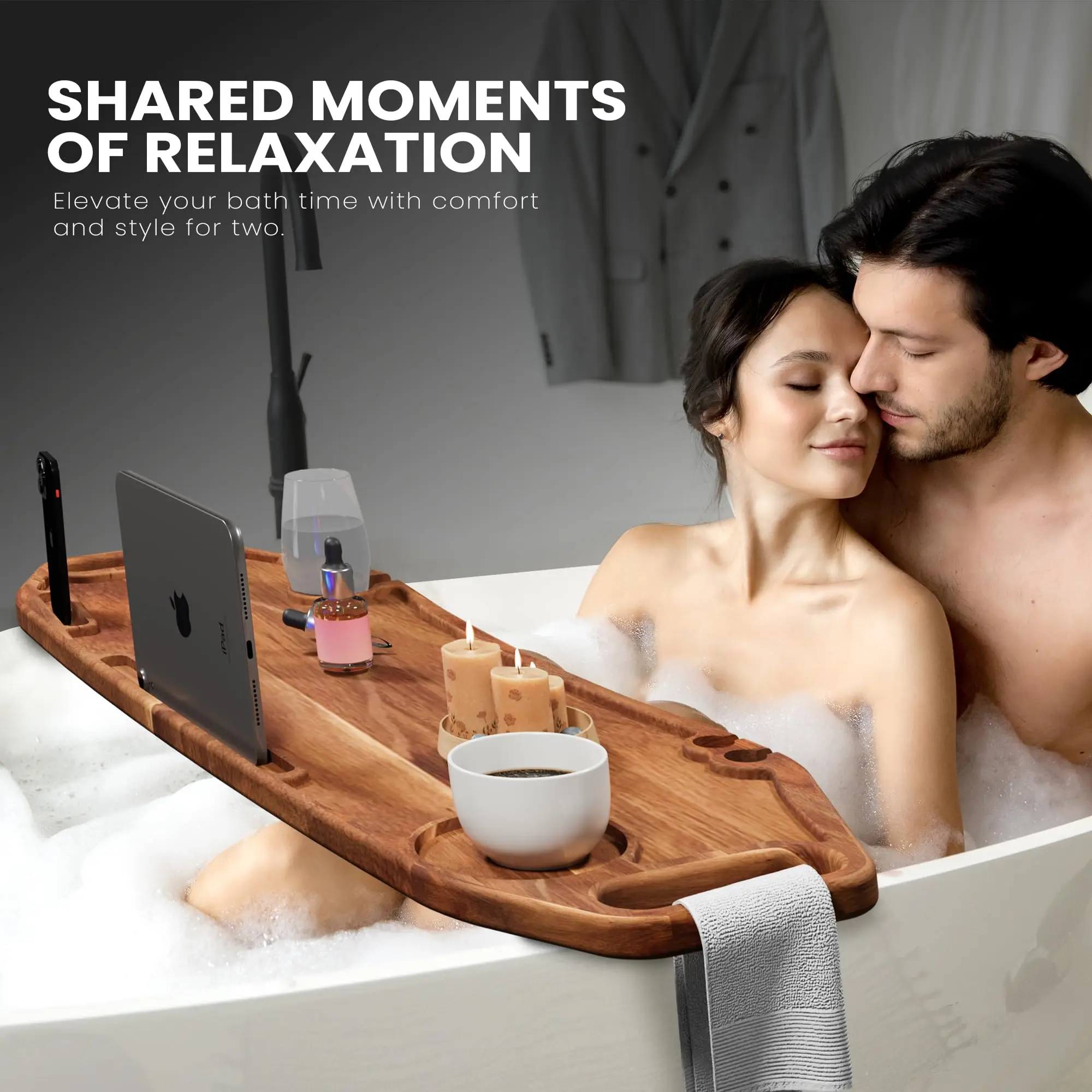 product luxury bathtub caddy tray acacia wood bathtub tray factory wholesale bath tray for tub use bathroom accessories-7