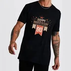 100% 100% Cotton Loose Comfortable Round Neck Short Sleeve Custom Happy 90 Anniversary Graphic Transfer Men T-shirt