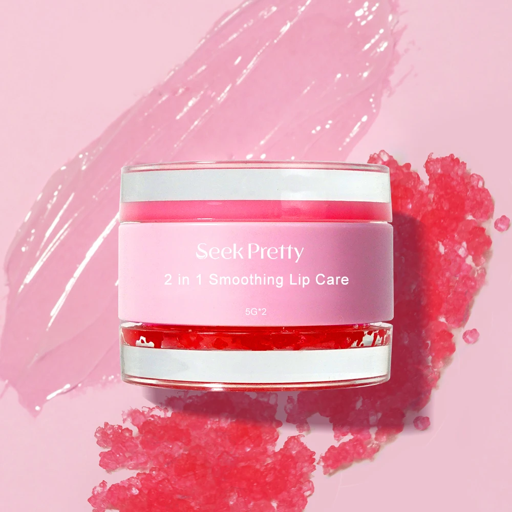 Seek Pretty Wholesale Custom Own Brand Natural Exfoliating Moisturizer 2 in 1 Sugar Balm Set Pink Collagen Mask Lip Scrub