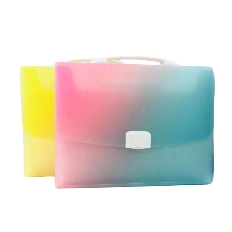 Fashion gradient color  printed LOGO A4 folder Student organ handbag for file