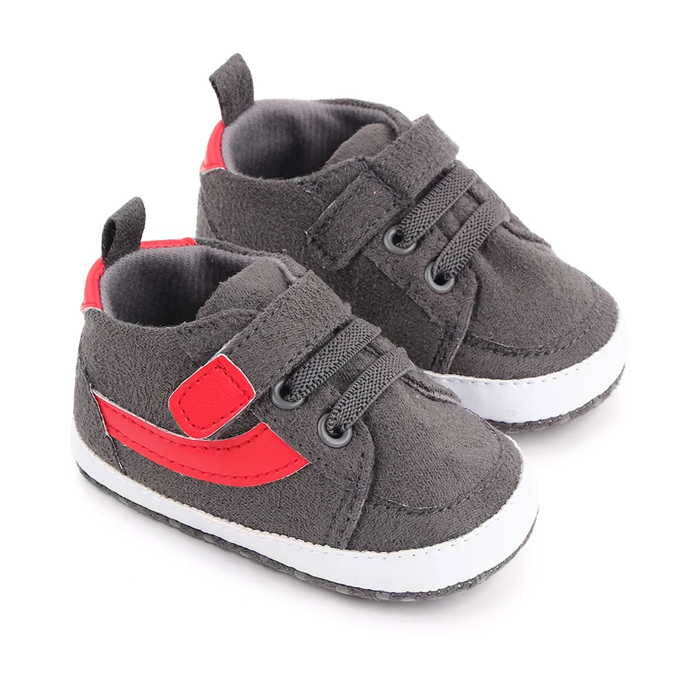 Spring and Autumn New 0-12 Months Baby Boys Solid Color Striped High Top Casual Walking Shoes manufacture