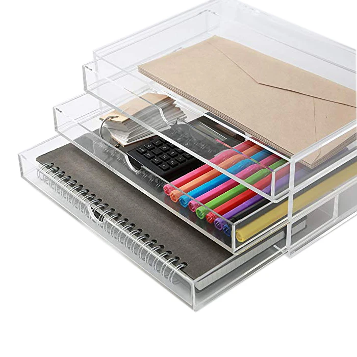 Acrylic Desk Organizer Clear Paper Tray File Storage for Office