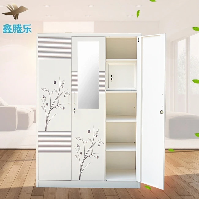 Foshan Factory 3-Door Steel Cabinet Bedroom Furniture Armarios Roperos Dorm Locker Wardrobe Lockers Bedside Wardrobe Roperos