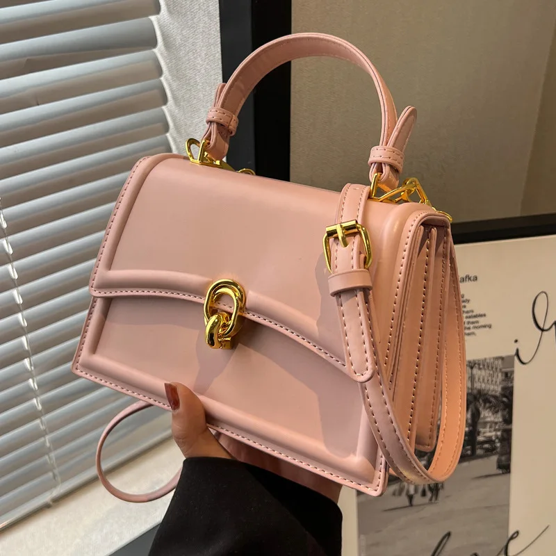 Woman Single Shoulder Bag Candy Colors PU Leather Woman Handbag Ladies Commuting Square Flap Bag