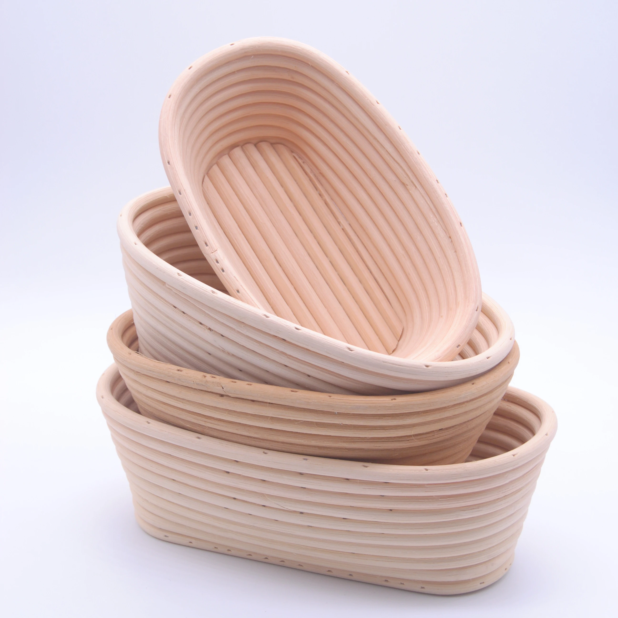 natural rattan cane round fermented bread basket handmade