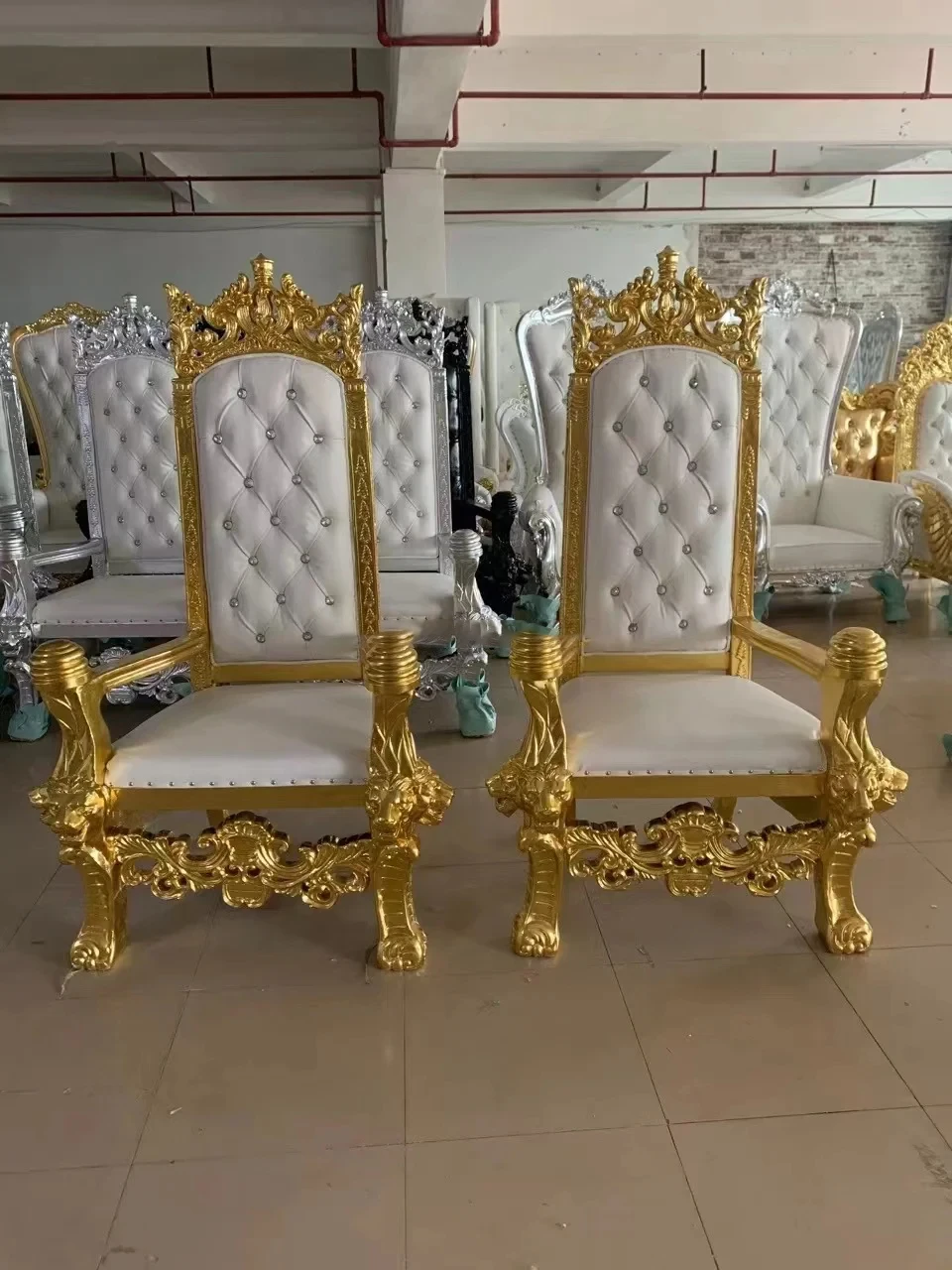 King And Queen High Back Cheaper Gold Throne Chairs Royal Luxury