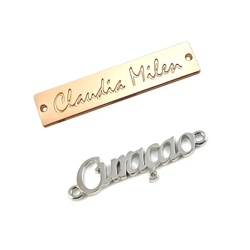 Manufacturer custom gold metal logo letters jewelry box nameplate/badges/signs/labels for cars/bags/suitcases/furniture/clothes