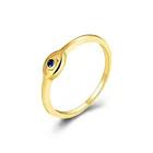 925 Sterling Ring Custom 925 Sterling Silver Gold Plated Blue Zirconia Evil Eye Shape Ring For Women