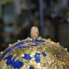 Craft YI SHANG BAO Russian Style Hand-made Enamel Craft Blue Globe High-end Home Decoration Jewelry Box