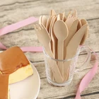 Wrap Set Bamboo Cutlery Set Customized Packaging Kraft Paper Wrap High Quality Eco Reusable Wooden Cutlery Set