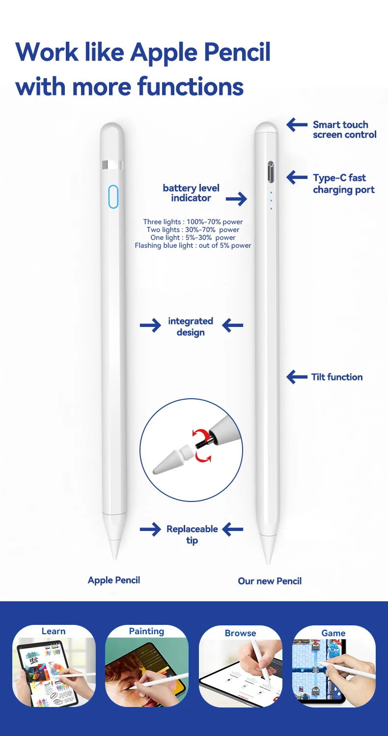 Stylus Pen For Android Phone Apple Pencil Original 2 With Logo 11 Ipad Mini Con Soft Tips For