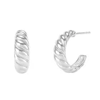Hoop Earrings Hoop Fashion 925 Sterling Silver Minimalist Rope Twisted Dome Hoop Women Earrings