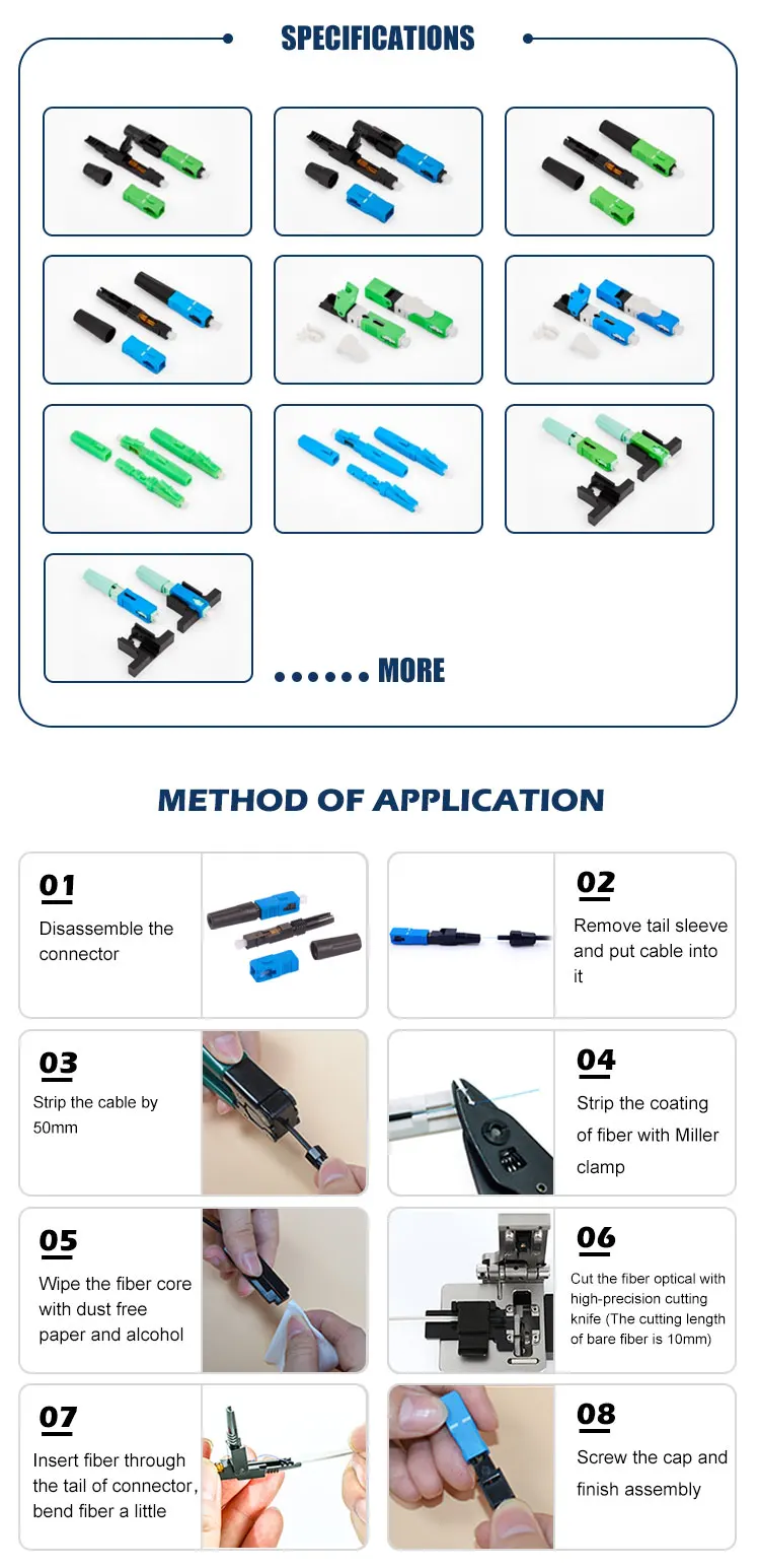 Ftth Field Assembly Quick Connector Fc Sc Apc Upc Single Mode Sm Fiber