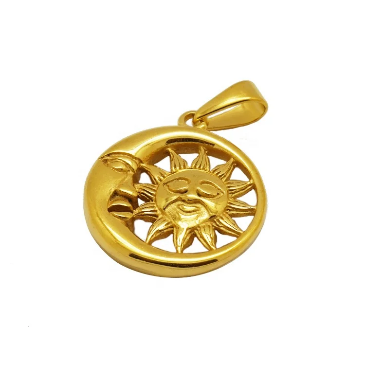 Star Pendant Gold Celtic Crescent Moon 