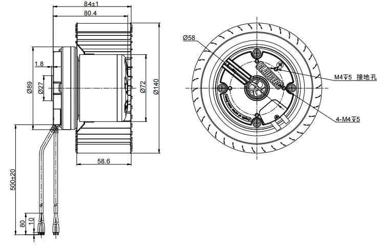 Centrifugal Industrial Forward Fan, 140mm, Waterproof, Radial - detail 10