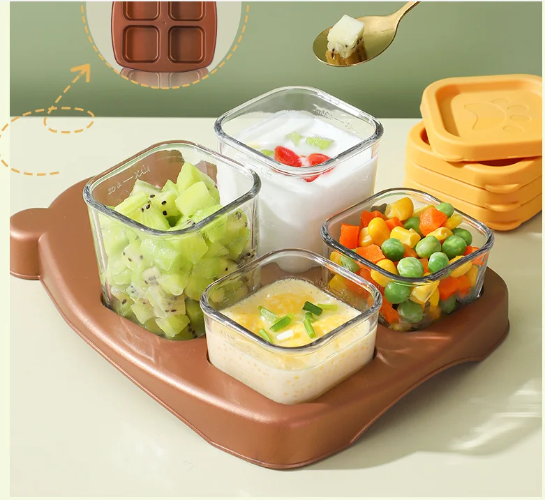 Glassware Baby Glass Containers for Food Storage with Lid Are Made Entirely Without Additives And Other Harmful Materials
