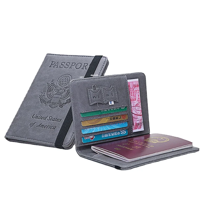 Slim Leather Travel Passport Wallet Holder RFID Blocking ID Card Case Cover US 
