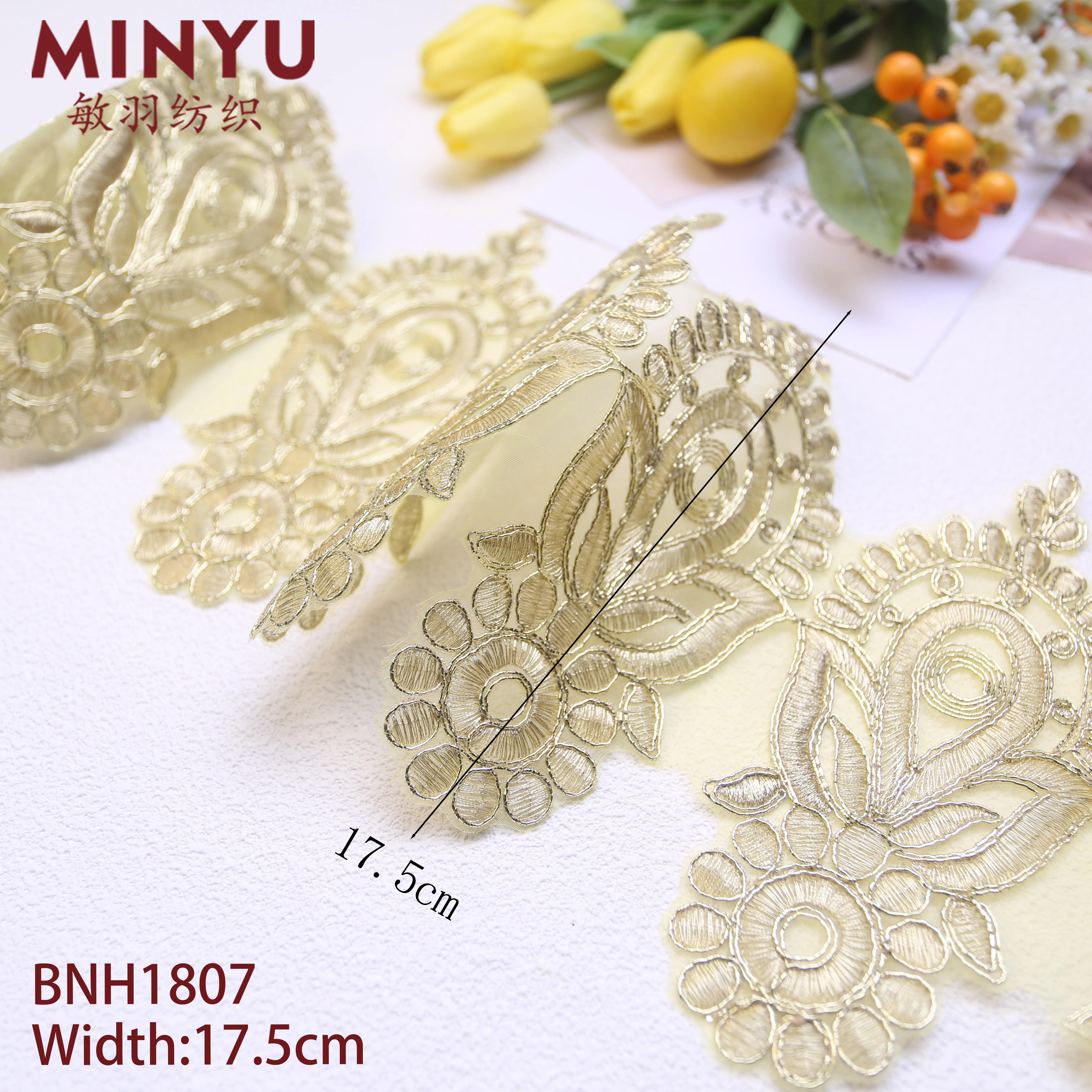 New Width 17.5cm Car Bone Lace Trimming Embroidery Bridal And Wedding lace Accessories for Women's Dresses