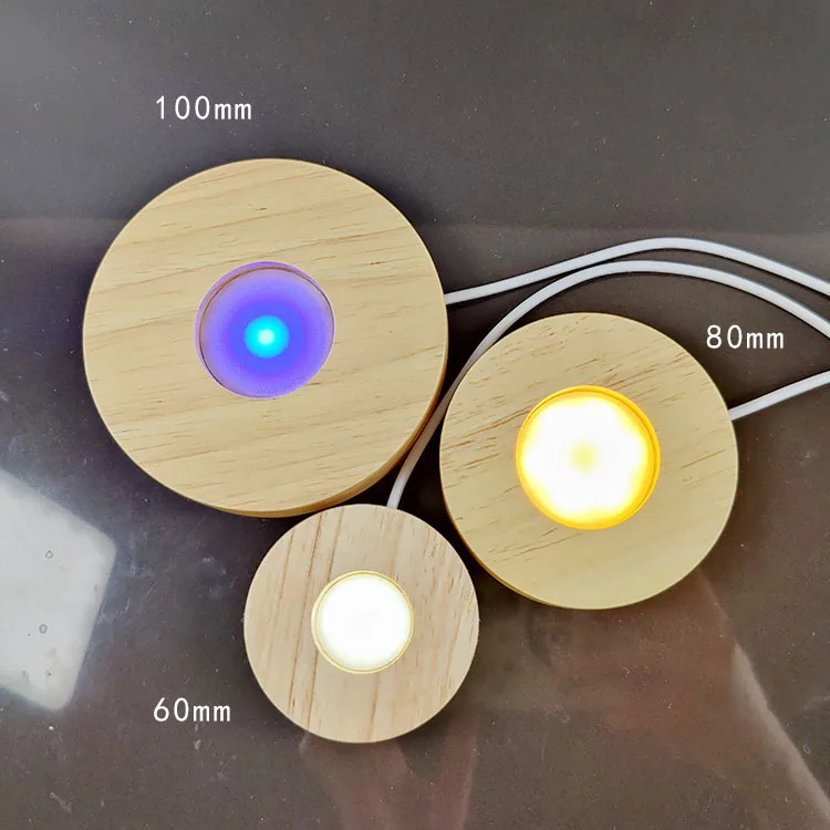 Wood Stand Laser Engraved LED Souvenir Gift Home Star Moon Decoration White Round Wooden Display 3d Crystal Ball Night Light