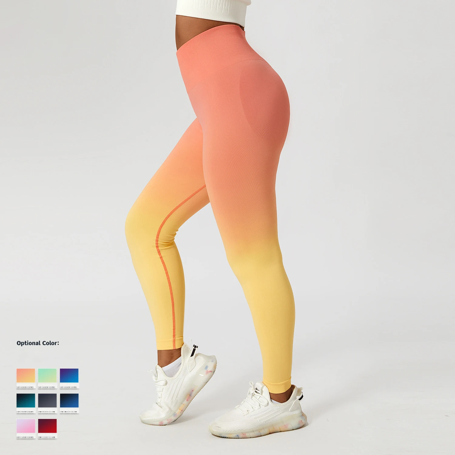 YIYI INS Hot Sale High Waist Butt Lift Gym Leggings Butt Lift Gradient Design Yoga Compression Pants Quick Dry Leggings Seamless