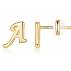 Earrings Special Design 26 Gold Letter Glossy Gold Plated Ear Studs Exquisite Small Earrings