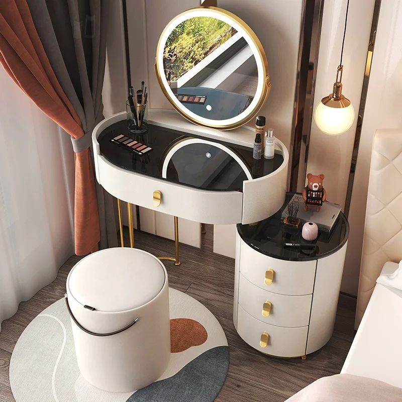 NOVA Wholesale Bedroom Furniture Hot Sale White Color Makeup Mirror Smart Vanity Makeup Table With Led Mirror