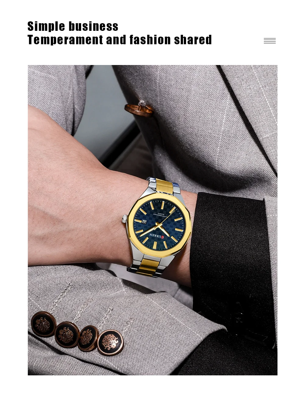 CURREN 8477 Business Luxury Men's Quartz Watch with Luminous Hands Stainless Steel Fashion Clock with Date Waterproof Wristwatch