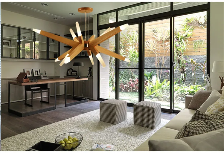 Modern decorative lighting wood art deco chandeliers pendant lights wooden designer pendant lamp