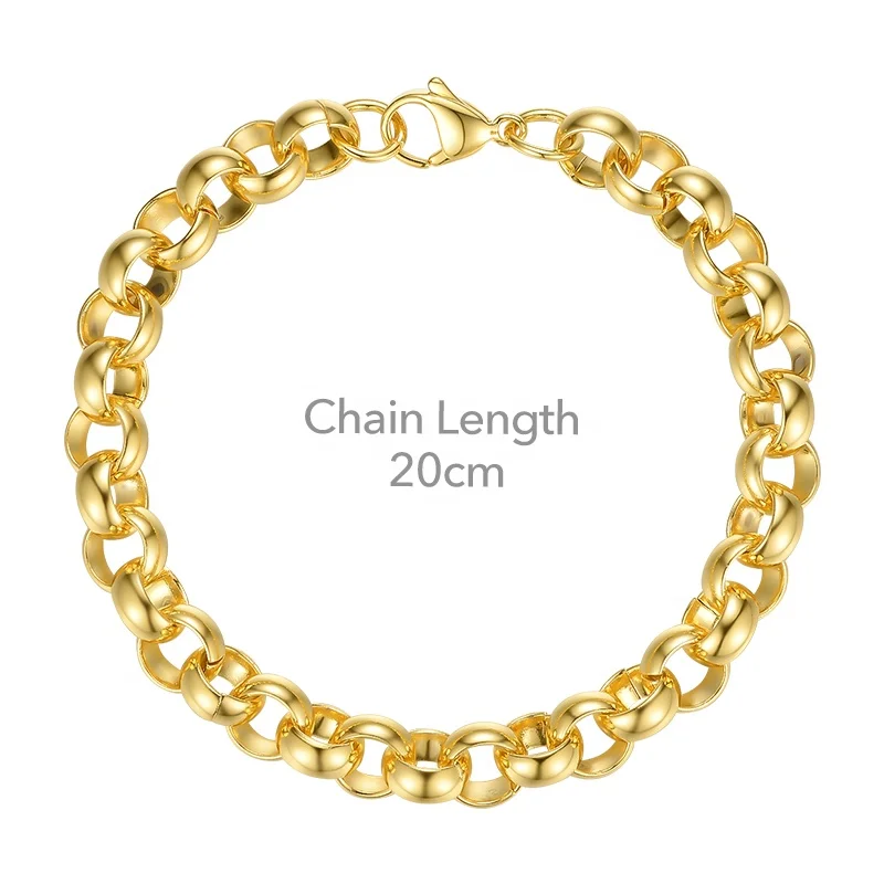 High Quality 18K Gold Plated Stainless Steel Jewelry Wide Ring Chain Accessories Bracelets B202174