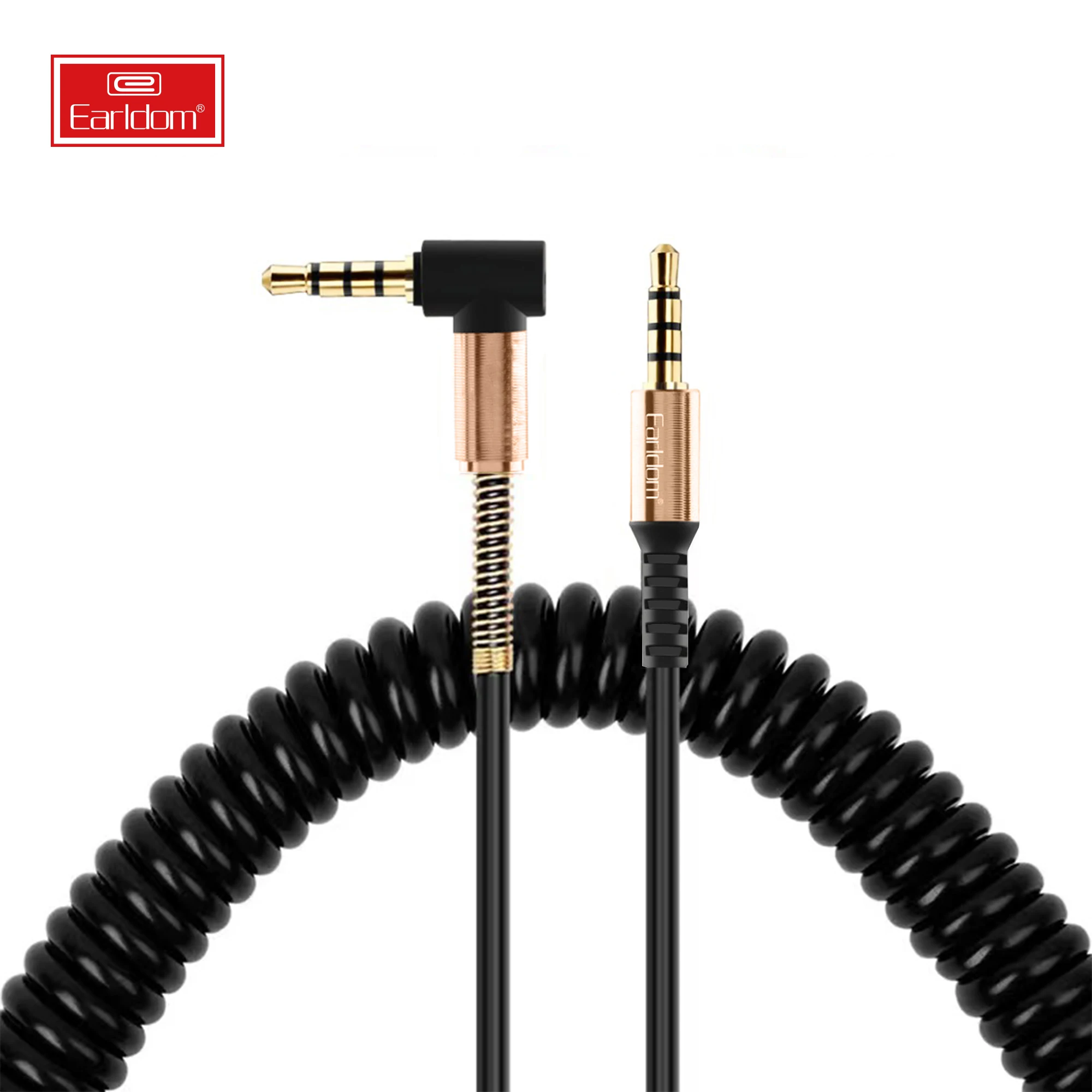 3.5 mm Coiled Stereo Audio Cable Car Auxiliary Audio Cable Male To Male 