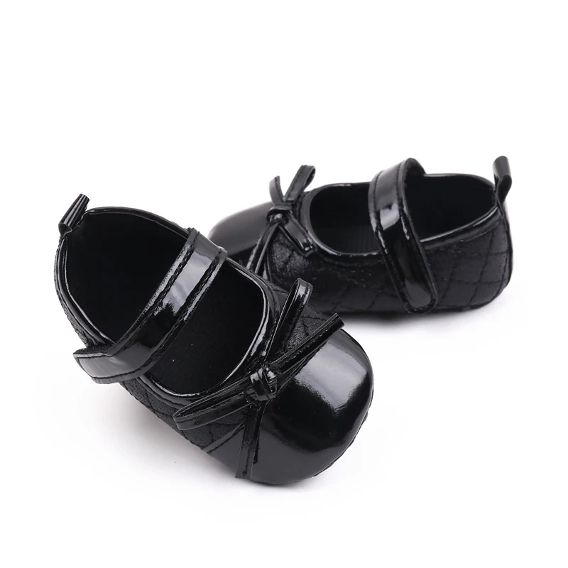New Spring and Autumn Bright Face Diamond Check Bow Soft Soled Baby Shoes for Girls factory