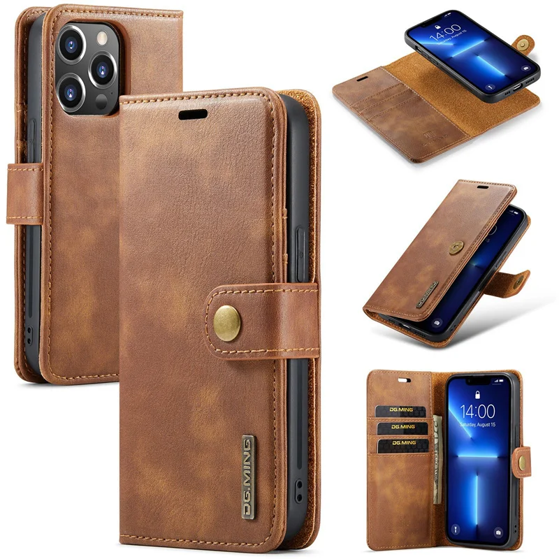 Luxury Detachable 2 in 1 Magnetic PU Leather Phone Cover Wallet Flip Mobile Phone Cases For iPhone 15 14 13 12 11 Pro Max